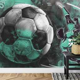 Boys Football Mural, Soccer Wall Decor, Peel & Stick Wallpaper - thumbnail 3