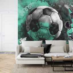Boys Football Mural, Soccer Wall Decor, Peel & Stick Wallpaper - thumbnail 2