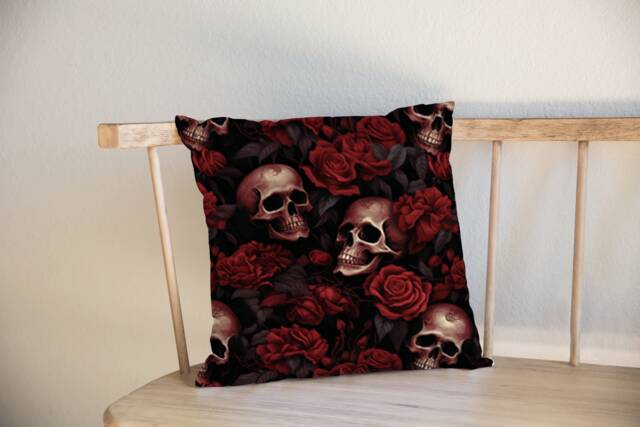 Gothic Floral Cushion Covers Skull Decor Cover - image 1