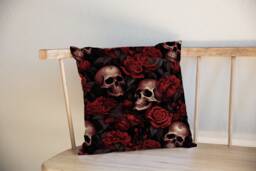 Gothic Floral Cushion Covers Skull Decor Cover - thumbnail 1