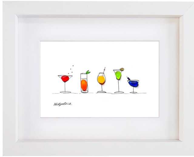 Sea Glass Cocktails Wall Art - Recycled Drink Decor Handmade Kitchen & Bathroom Artwork Gift For Mum, Valentines, Mothers Day - image 1