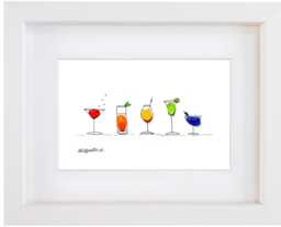 Sea Glass Cocktails Wall Art - Recycled Drink Decor Handmade Kitchen & Bathroom Artwork Gift For Mum, Valentines, Mothers Day - thumbnail 1