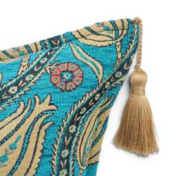 Turkish Fabric Pillow Cover 16x24, Turquoise Blue Boho Lumbar Pillow, Running Water Pattern Decorative Sofa Accent Throw Cushion Case - thumbnail 3
