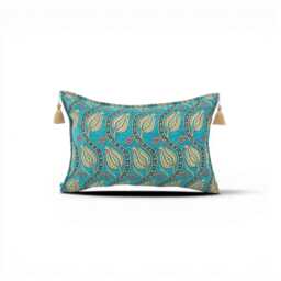 Turkish Fabric Pillow Cover 16x24, Turquoise Blue Boho Lumbar Pillow, Running Water Pattern Decorative Sofa Accent Throw Cushion Case - thumbnail 1