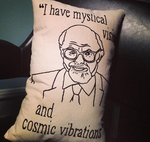Allen Ginsberg Portrait & Quote Embroidered Pillow