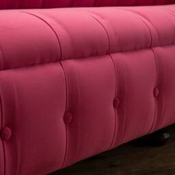 British Handmade Large 4 Seater Soft Cerise Pink Velvet Chesterfield Sofa - thumbnail 4