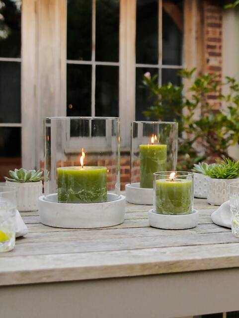 Concrete Hurricane Candle Holder - Scandi Style Lantern Garden Table - image 1