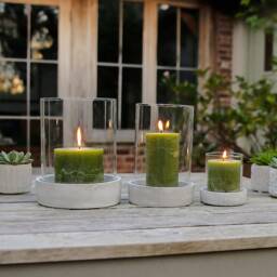Concrete Hurricane Candle Holder - Scandi Style Lantern Garden Table - thumbnail 2