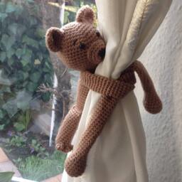 A Pair Of Bear Curtain Ties, Nursery Curtain Crochet Animal Tie Backs, Decoration, Newborn Gift, New Baby Gift - thumbnail 4