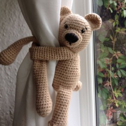 A Pair Of Bear Curtain Ties, Nursery Curtain Crochet Animal Tie Backs, Decoration, Newborn Gift, New Baby Gift - thumbnail 2