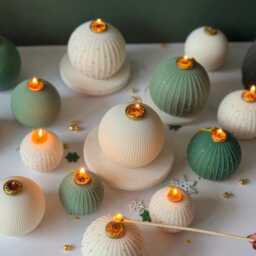 Hand-Painted Bauble Candle Soy Wax Christmas Ornament - thumbnail 3
