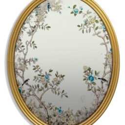 Gold Oval Botanical Mirror - Antiqued Reeded Frame Bird & Floral Glass Wall Vintage Style Hallway Bedroom H73cm W57cm - thumbnail 4