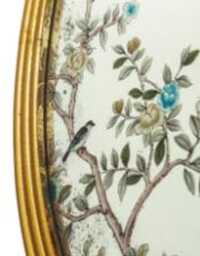 Gold Oval Botanical Mirror - Antiqued Reeded Frame Bird & Floral Glass Wall Vintage Style Hallway Bedroom H73cm W57cm - thumbnail 3