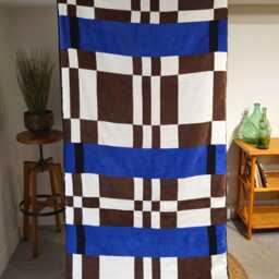 Bed Throw 100x220cm - Handmade in France Corduroy Patchwork - thumbnail 2