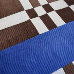 Bed Throw 100x220cm - Handmade in France Corduroy Patchwork - thumbnail 3