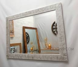 Blanca Wood Frame 2 Tone Silver White Colour Wall Mirror Bevelled Edge Glass Hand Finished Large 130x77cm Rectangular Made in UK Clearance - thumbnail 1