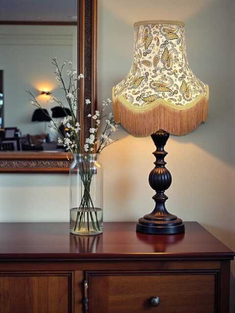 Handmade Gold Paisley Print Fabric Table Lampshade Ceiling Pendants Bedside Lamps Floor Standard Lamp Shades Candle Clip On Wall Lights - image 1