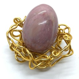 Mixed Metal Wire Bird Nest With Rhodochrosite Eggs - thumbnail 4