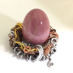 Mixed Metal Wire Bird Nest With Rhodochrosite Eggs - thumbnail 3