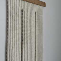 Minimalist Wall Art, Modern Fiber Contemporary Macrame With Oak Details, Neutral Japandi Artwork - thumbnail 2