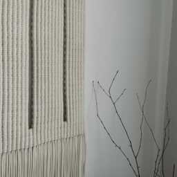Minimalist Wall Art, Modern Fiber Contemporary Macrame With Oak Details, Neutral Japandi Artwork - thumbnail 3
