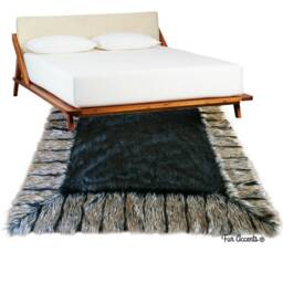 Faux Fur Shag Area Rug - Brown, Black, Or Gray, Ribbed Fox Border - thumbnail 4