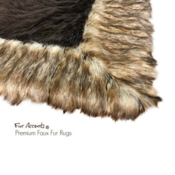 Faux Fur Shag Area Rug - Brown, Black, Or Gray, Ribbed Fox Border - thumbnail 2