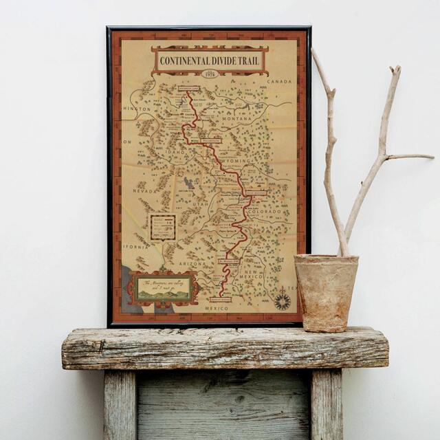 Continental Divide Trail Map - Vintage Style Hiking Art Print - image 1