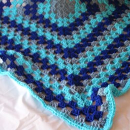 Crochet Baby Afghan, Blue Blanket, Granny Square Blanket Boy, Crib - thumbnail 3