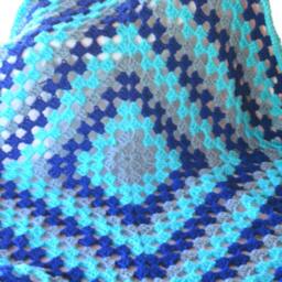 Crochet Baby Afghan, Blue Blanket, Granny Square Blanket Boy, Crib - thumbnail 2