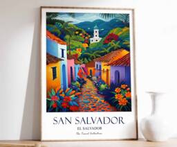 San Salvador Print, Travel Poster, El Caribbean North American Wall Art, Gift - thumbnail 1