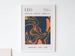 Leo Zodiac Print Graphic Design Astrology Poster Star Sign Minimalist Art For Bedroom - Personalised Artwork Gifts Her - thumbnail 1
