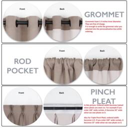 2 Panel Blackout Linen Look Curtains Thermal Privacy Drapes - thumbnail 4