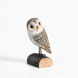 Hand-Carved Wooden Owl Figurine - Rustic Log Woodland Bird Shelf Decor - thumbnail 2