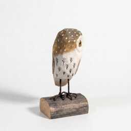 Hand-Carved Wooden Owl Figurine - Rustic Log Woodland Bird Shelf Decor - thumbnail 3