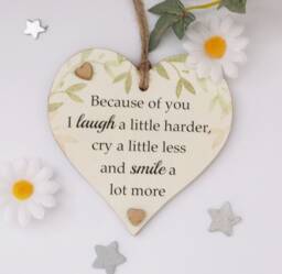 Because Of You I Laugh A Little Harder Inspirational Friendship Gift Plaque - thumbnail 1