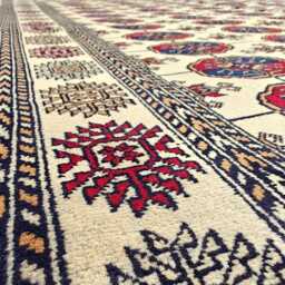 Beige Red 5'6x7'7 Ft Wool Area Handmade Rug, Living Room Carpet - thumbnail 3