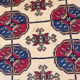 Beige Red 5'6x7'7 Ft Wool Area Handmade Rug, Living Room Carpet - thumbnail 4