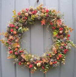 Autumn Winter Berry Wreath For Wall Or Door, Decorative Christmas Wreath, Decor, Interior Home Rustic Style - thumbnail 1