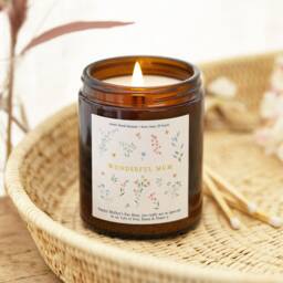Personalised Mother's Day Candle Scented Soy Wax, Wildflower Label - thumbnail 1