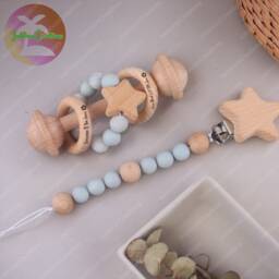 Personalised Sensory Toy Set, Rattle Toy, Newborn Gifts, Educational Toys, Montessori Wooden Baby Keepsake Rattle, Shower Gift - thumbnail 1