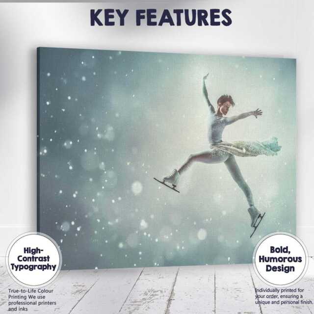 Elegant Figure Skater Winter Ice Dance Illustration Canvas Wall Art Print Decor Picture Ready To Hang - image 1