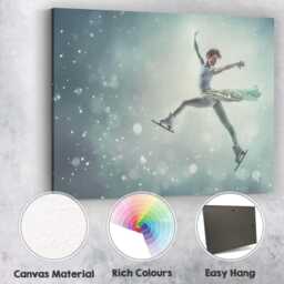 Elegant Figure Skater Winter Ice Dance Illustration Canvas Wall Art Print Decor Picture Ready To Hang - thumbnail 2