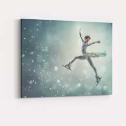 Elegant Figure Skater Winter Ice Dance Illustration Canvas Wall Art Print Decor Picture Ready To Hang - thumbnail 4