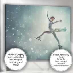 Elegant Figure Skater Winter Ice Dance Illustration Canvas Wall Art Print Decor Picture Ready To Hang - thumbnail 3