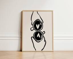 Trendy Cafe Poster, Ink Bleed Style, Coffee Print, Cup, Barista Decor, Kitchen Unframed - thumbnail 1