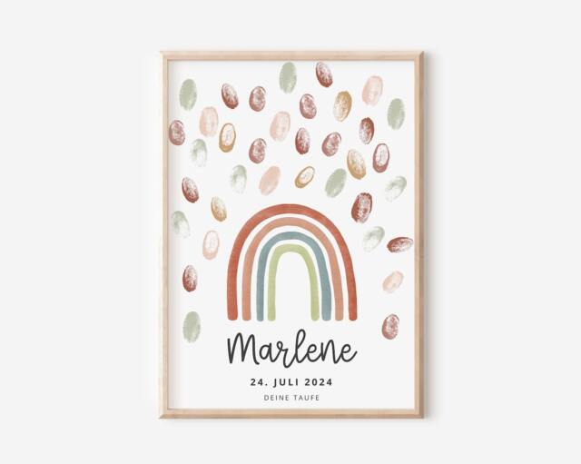 Guestbook Baptism Poster Rainbow Fingerprint - Decoration Souvenir Gift - image 1