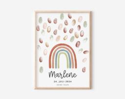 Guestbook Baptism Poster Rainbow Fingerprint - Decoration Souvenir Gift - thumbnail 1
