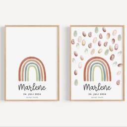 Guestbook Baptism Poster Rainbow Fingerprint - Decoration Souvenir Gift - thumbnail 2
