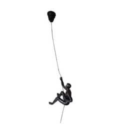Large Bronze Colour Climbing Abseiling Man Hanging On Wire With Right Arm Up Ornament Figure Climber Wall Statue Rock Buddy - thumbnail 1